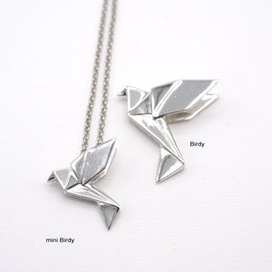 Collier mini oiseau Origami plaqué