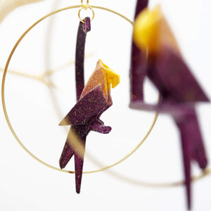 Boucles d'oreilles Origami – PERROQUET créoles dorées